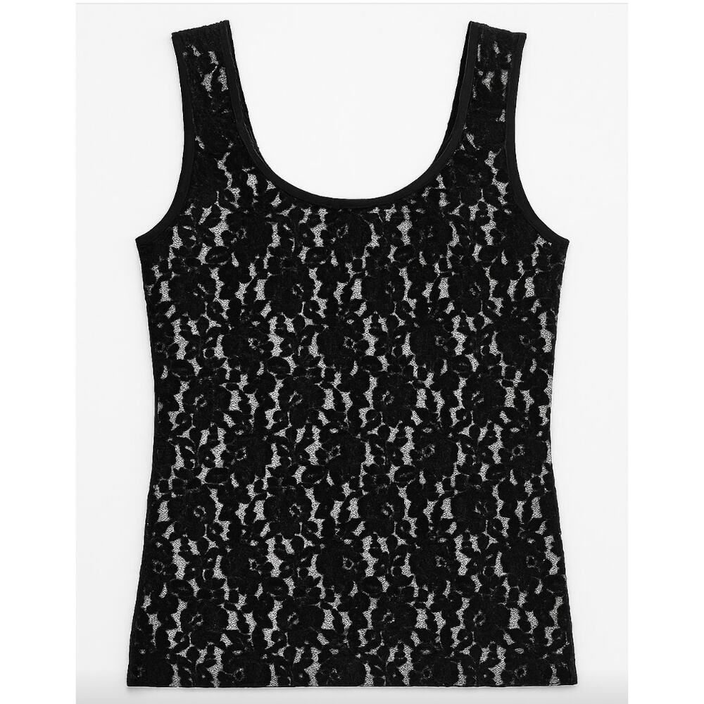 Hanky Panky Signature Black Floral Lace Tank Size Large  🖤✨🖤